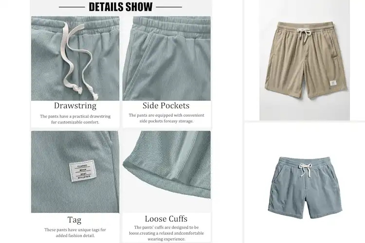 Detailed view of Best Corduroy Shorts For Men: Top 10 Summer Style Picks