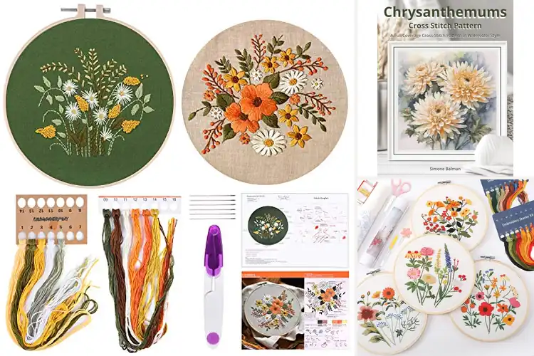 Detailed view of Best Floral Embroidery Patterns For Chrysanthemums