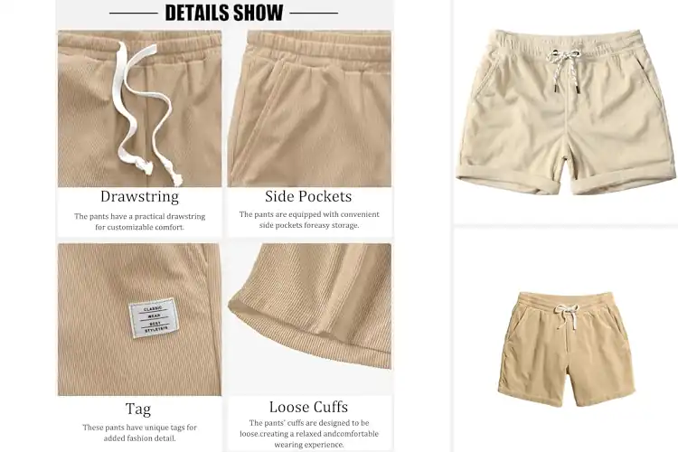 Detailed view of Best Walking Shorts Men Corduroy With Pockets